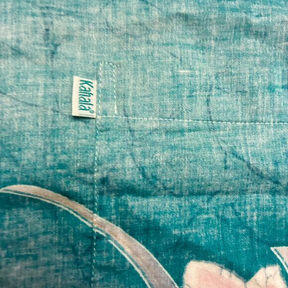 Vtg Kahala Hawaiian Shirt Mens L Blue, White Floral Print Button Up Vacation - Picture 4 of 9